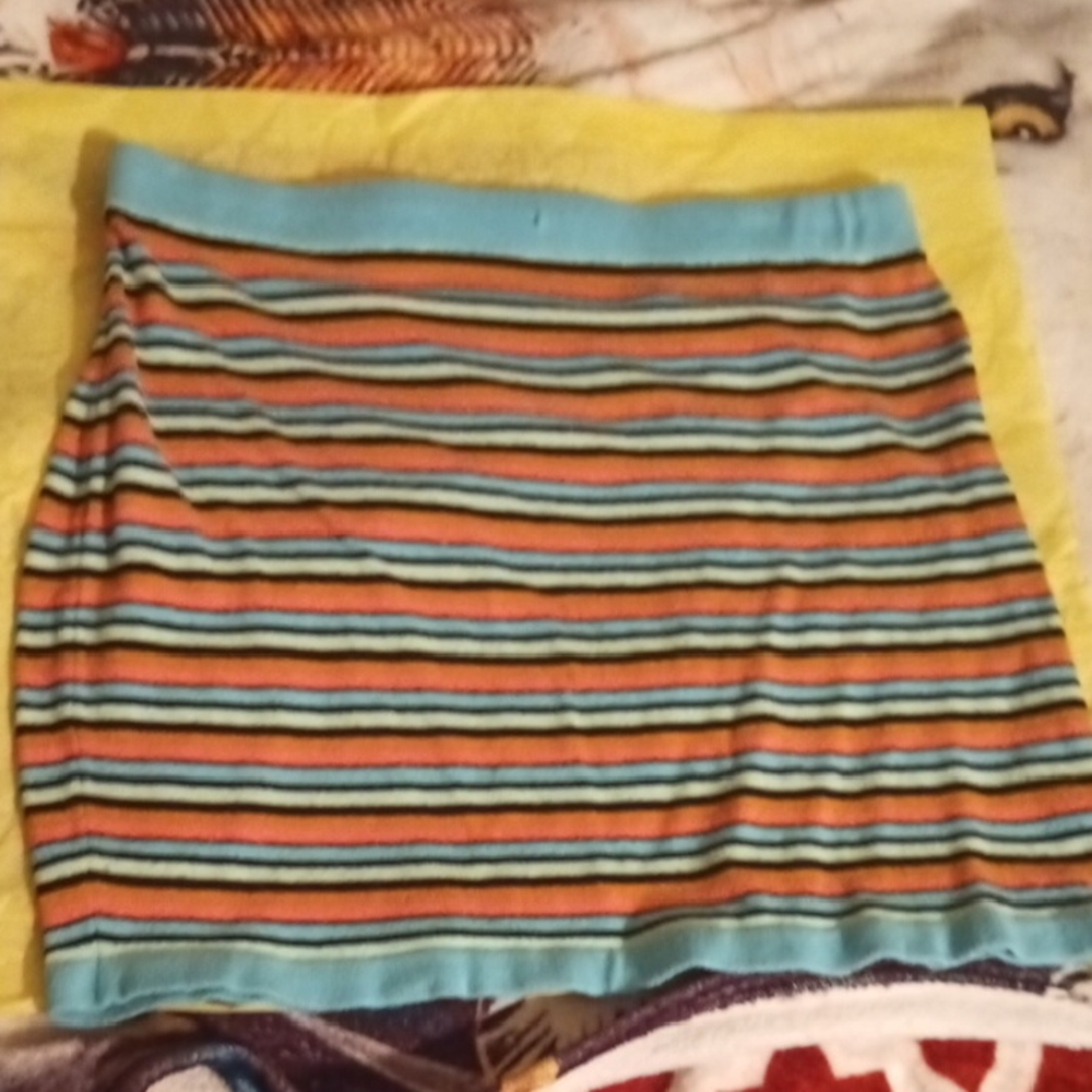 Wild Fable Blue and Orange Striped Mini Skirt